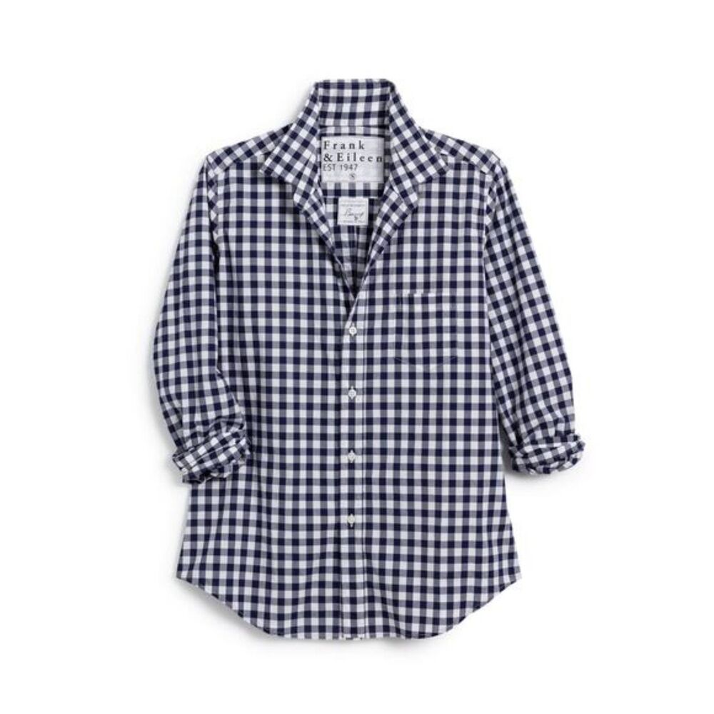 Frank & Eileen Navy Blue Poplin Button Down Long Sleeve Barry Shirt Womens Small